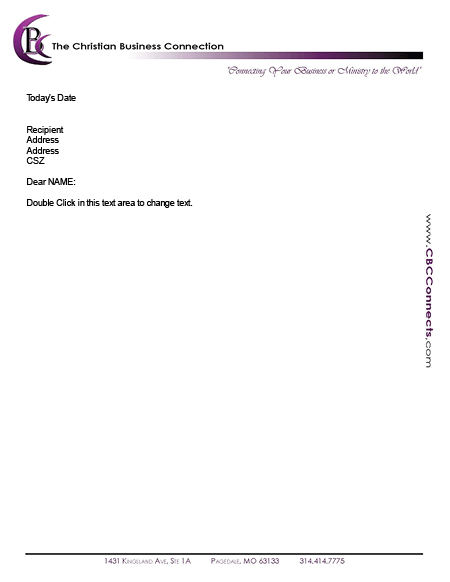 Christian Business Connection Letterhead