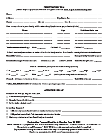 Family Reunion Registration Form